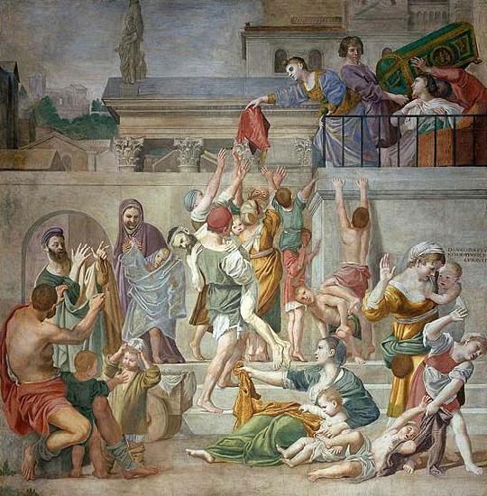 Domenico Zampieri St. Cecilia Distributing Alms, fresco, Norge oil painting art